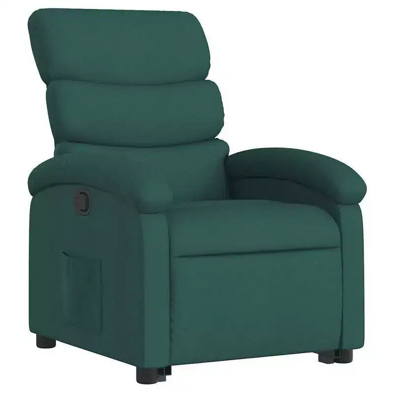 vidaXL Poltrona reclinabile verticale verde scuro - Assistenza Power Lift, reclinazione manuale, seduta in tessuto imbottito, tasca laterale, struttura robusta per anziani