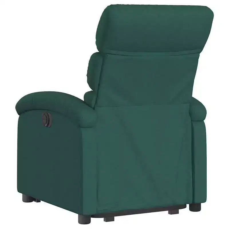 vidaXL Poltrona reclinabile verticale verde scuro - Assistenza Power Lift, reclinazione manuale, seduta in tessuto imbottito, tasca laterale, struttura robusta per anziani