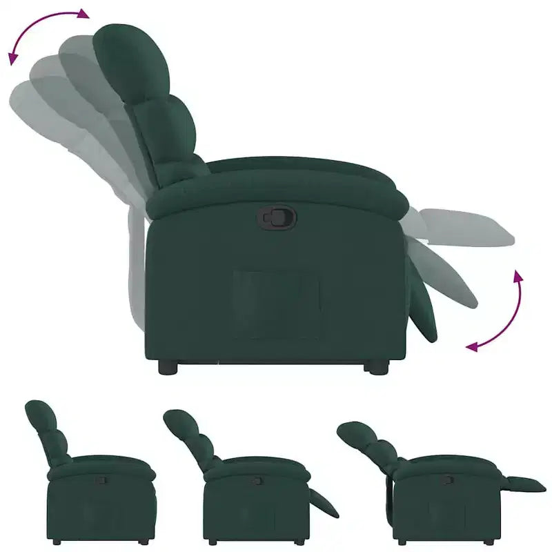 vidaXL Poltrona reclinabile verticale verde scuro - Assistenza Power Lift, reclinazione manuale, seduta in tessuto imbottito, tasca laterale, struttura robusta per anziani