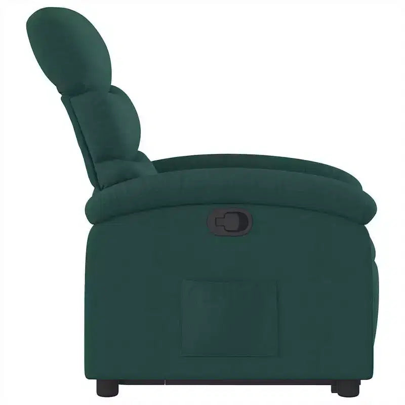 vidaXL Poltrona reclinabile verticale verde scuro - Assistenza Power Lift, reclinazione manuale, seduta in tessuto imbottito, tasca laterale, struttura robusta per anziani