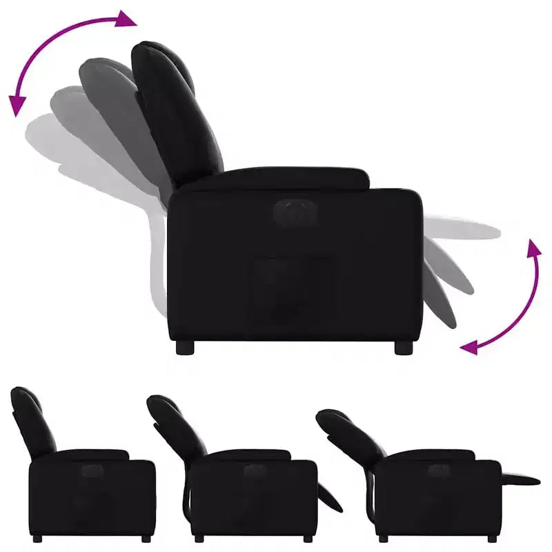 vidaXL Poltrona Reclinabile Elettrica in Similpelle Nera - Poltrona Reclinabile Motorizzata con Portabicchieri per Soggiorno/Ufficio
