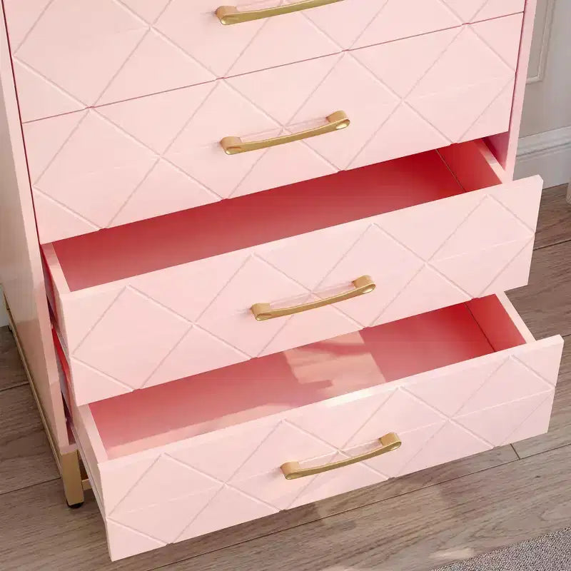Cassettiera Bianca per Camera da Letto, Cassettiera a 4 Cassetti con Maniglie Dorate, Mobile Contenitore in Legno per Soggiorno, Corridoio, Asilo Nido