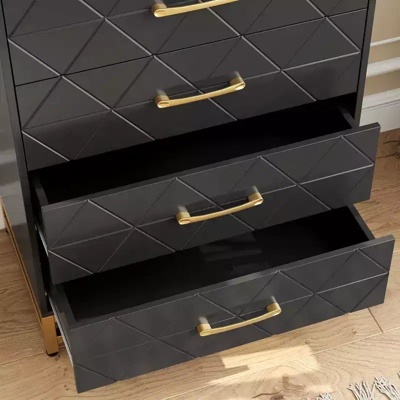 Cassettiera Bianca per Camera da Letto, Cassettiera a 4 Cassetti con Maniglie Dorate, Mobile Contenitore in Legno per Soggiorno, Corridoio, Asilo Nido