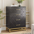 White Dresser for Bedroom, 4 Drawer Dresser with Golden Handles, Wooden Storage Cabinet for Living Room, Hallway, Nursery