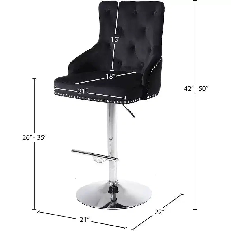Meridian Furniture, Sgabello regolabile Claude in velluto nero