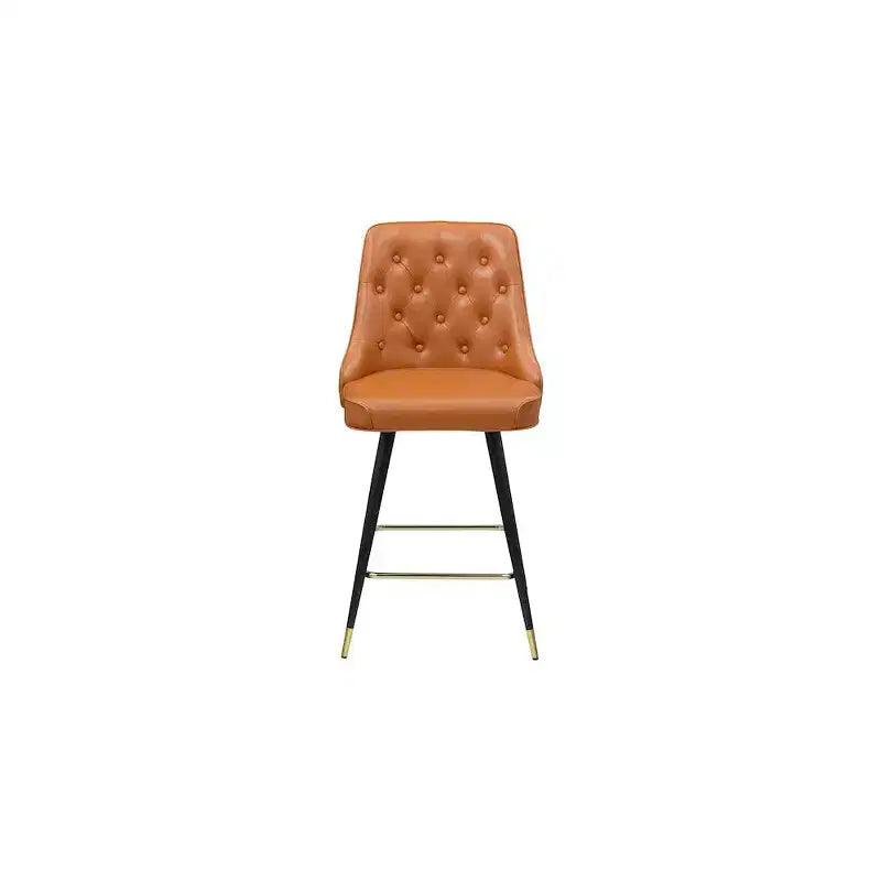 Meridian Furniture, Sgabello da bancone/bar Portnoy in pelle vegana color cognac, set da 2 pezzi