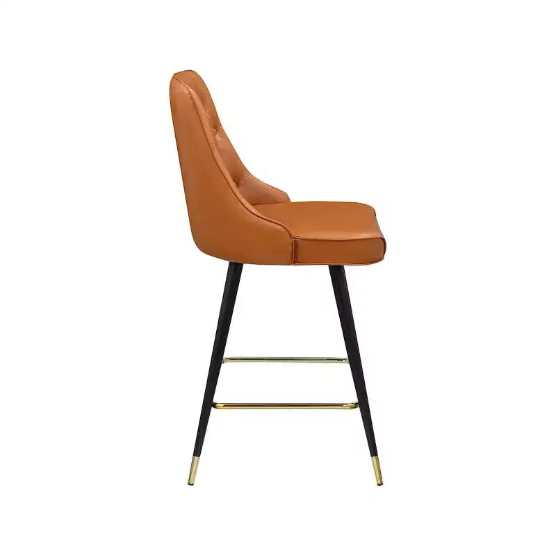 Meridian Furniture, Sgabello da bancone/bar Portnoy in pelle vegana color cognac, set da 2 pezzi