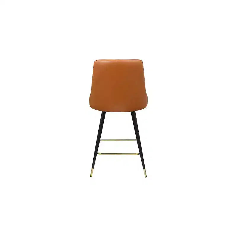 Meridian Furniture, Sgabello da bancone/bar Portnoy in pelle vegana color cognac, set da 2 pezzi