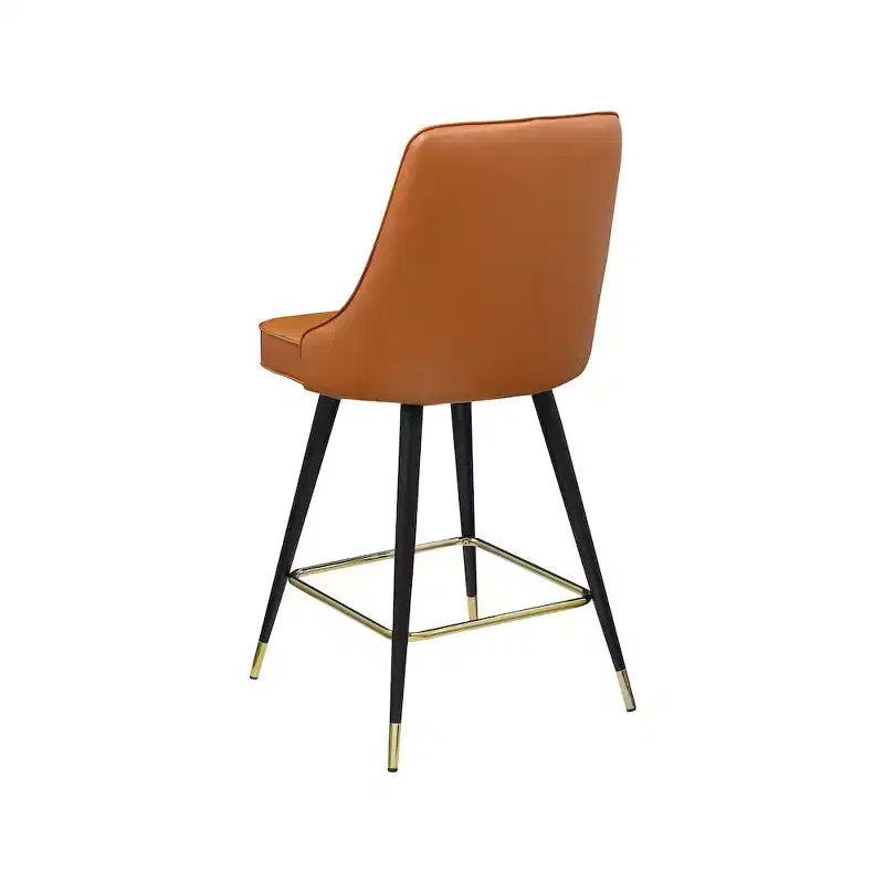 Meridian Furniture, Sgabello da bancone/bar Portnoy in pelle vegana color cognac, set da 2 pezzi