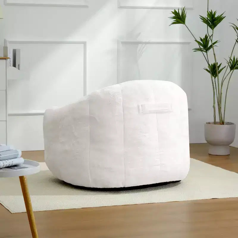 LIKEPAY Poltrona Sacco Singola in Finta Pelliccia di Coniglio con Braccioli per Soggiorno, Camera da Letto, Sala Giochi
