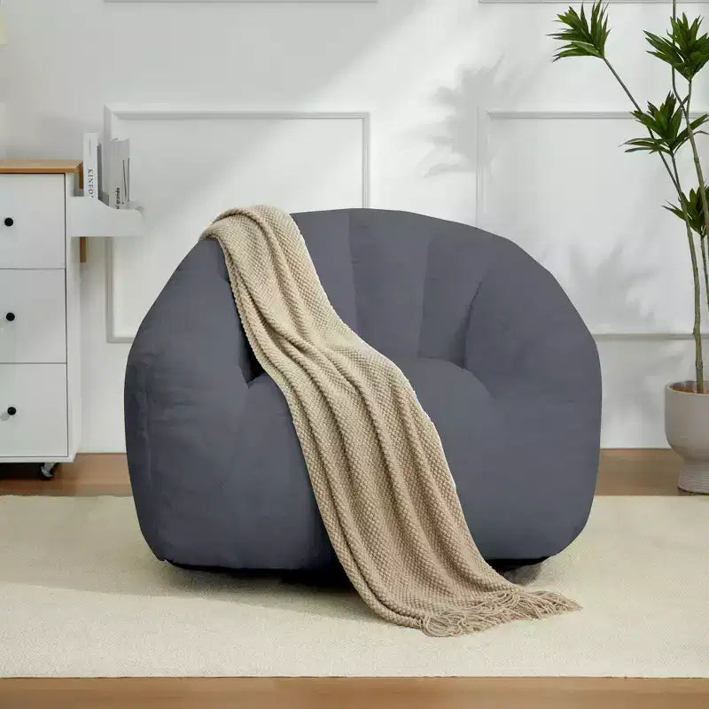 LIKEPAY Poltrona Sacco Singola in Finta Pelliccia di Coniglio con Braccioli per Soggiorno, Camera da Letto, Sala Giochi