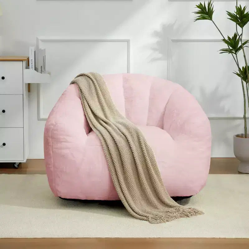 LIKEPAY Poltrona Sacco Singola in Finta Pelliccia di Coniglio con Braccioli per Soggiorno, Camera da Letto, Sala Giochi