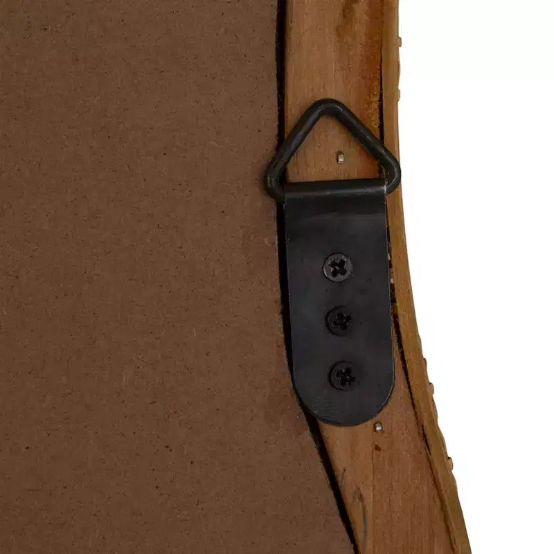 Specchio da parete Storied Home rettangolare ondulato in canna di rattan intrecciato a mano, naturale