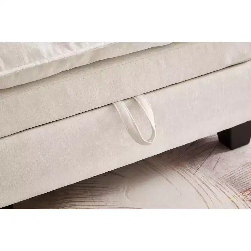 MAYEERTY Chaise longue 51 Oversize con pouf, rivestimento in ciniglia felpata, nero, contenitore, comfort