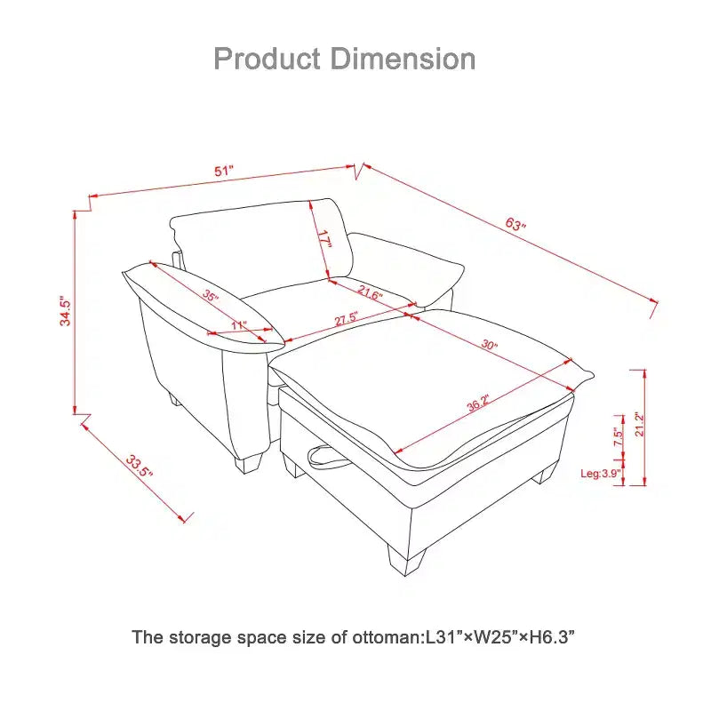 MAYEERTY Chaise longue 51 Oversize con pouf, rivestimento in ciniglia felpata, nero, contenitore, comfort