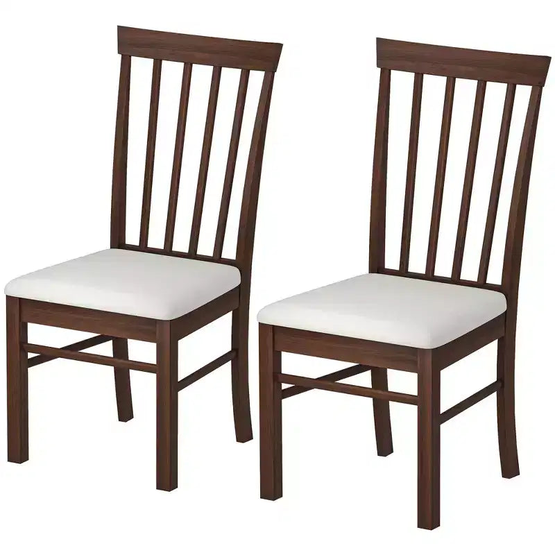 HOMCOM Set Sedie da Cucina in Legno con Telaio in Legno di Gomma, Sedie da Pranzo Imbottite Stile Rustico per Soggiorno, Sala da Pranzo