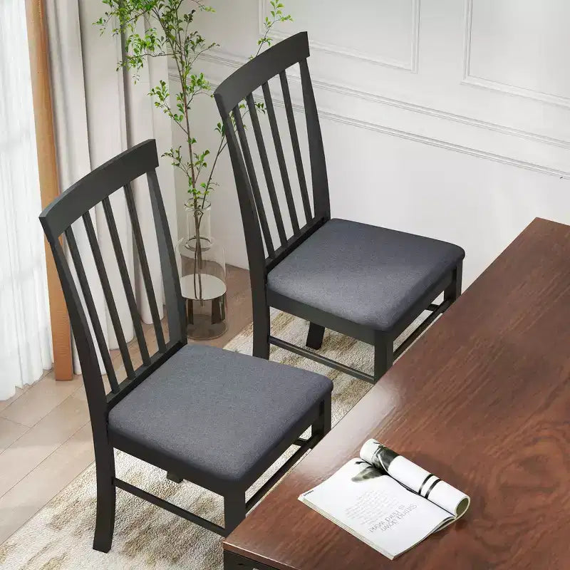 HOMCOM Set Sedie da Cucina in Legno con Telaio in Legno di Gomma, Sedie da Pranzo Imbottite Stile Rustico per Soggiorno, Sala da Pranzo