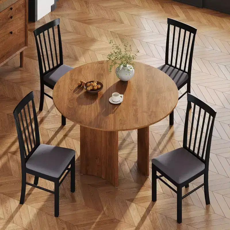 HOMCOM Set Sedie da Cucina in Legno con Telaio in Legno di Gomma, Sedie da Pranzo Imbottite Stile Rustico per Soggiorno, Sala da Pranzo