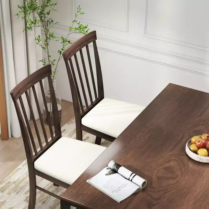 HOMCOM Set Sedie da Cucina in Legno con Telaio in Legno di Gomma, Sedie da Pranzo Imbottite Stile Rustico per Soggiorno, Sala da Pranzo