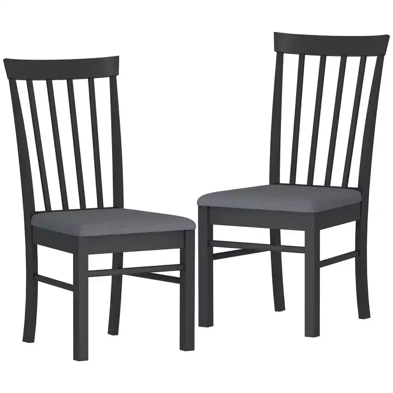 HOMCOM Wooden Dining Chairs Set, Farmhouse Upholstered Kitchen Chairs with Rubber Wood Frame for Living Room, Dining Room