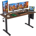 PexFix 55 x 24 Electric Standing Desk Brown Desktop Height Adjustable Computer Desk Stand up Home Office Desk with Splice Board