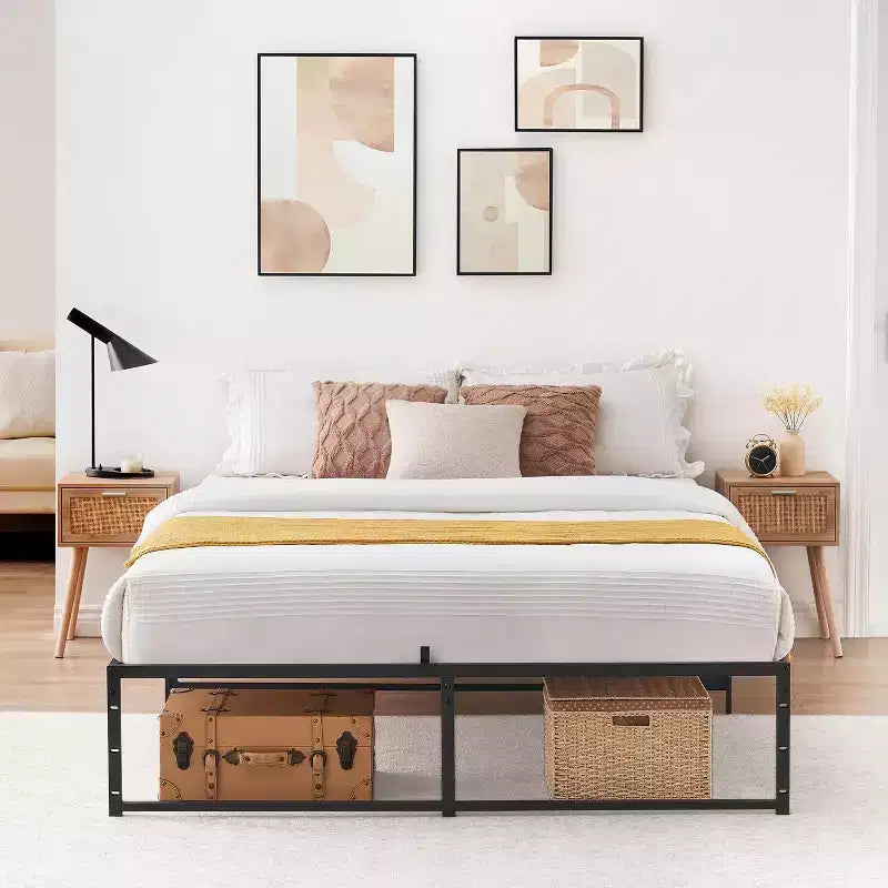Acekool 14 Inch Queen Metal Platform Bed Frame, Strong Support, Easy Assembly, No Box Spring Needed, Sturdy Design with Under Bed Storage