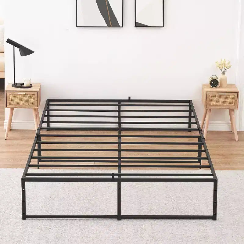 Acekool Letto Matrimoniale in Metallo da 14 Pollici, Robusto Supporto, Facile da Montare, Nessuna Rete a Molle Necessaria, Design Robusto con Spazio Contenitore Sotto al Letto