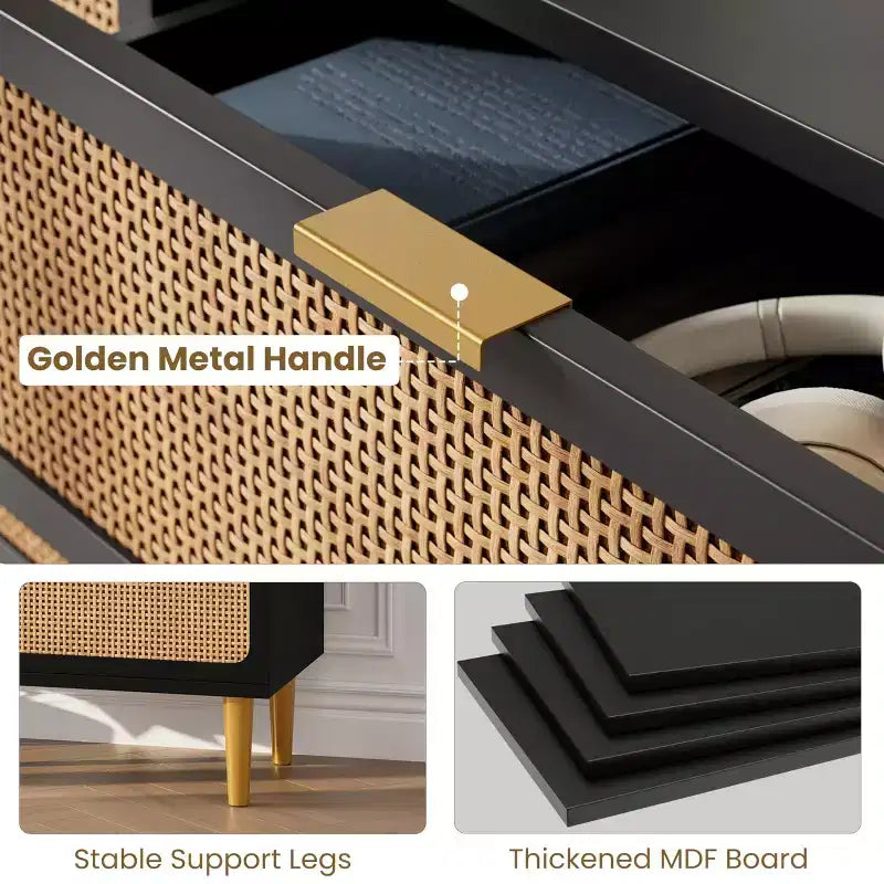 Cassettiera Garvee Rattan a 5 cassetti per Camera da Letto, Cassettone Alto con Piano Largo e Cassetti Profondi per Soggiorno, Corridoio, Camera dei Bambini