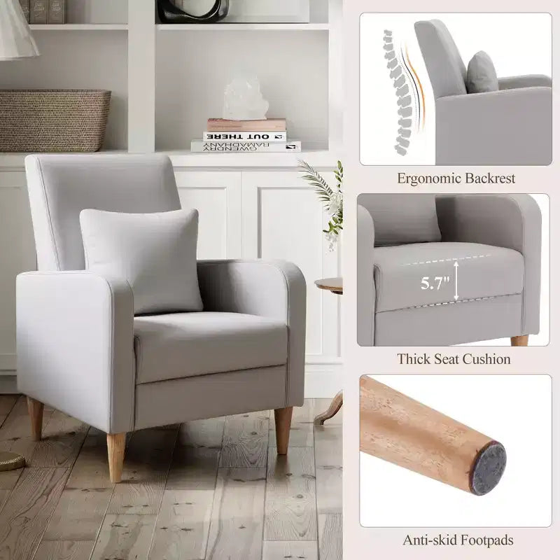 Poltrona in simil-montone con cuscino, moderna e comoda con schienale ergonomico e braccioli imbottiti