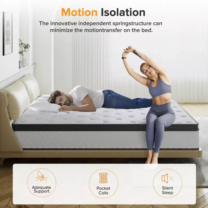 Materasso Ibrido Swedrea Traspirante in Memory Foam a Media Densità (Bed-in-a-Box) Bianco