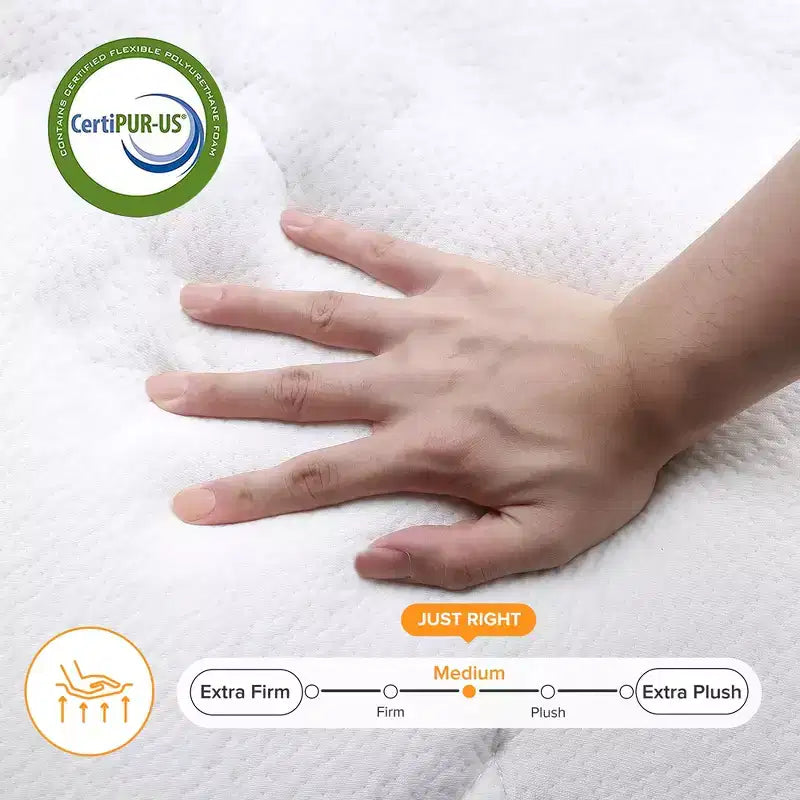 Materasso Ibrido Swedrea Traspirante in Memory Foam a Media Densità (Bed-in-a-Box) Bianco