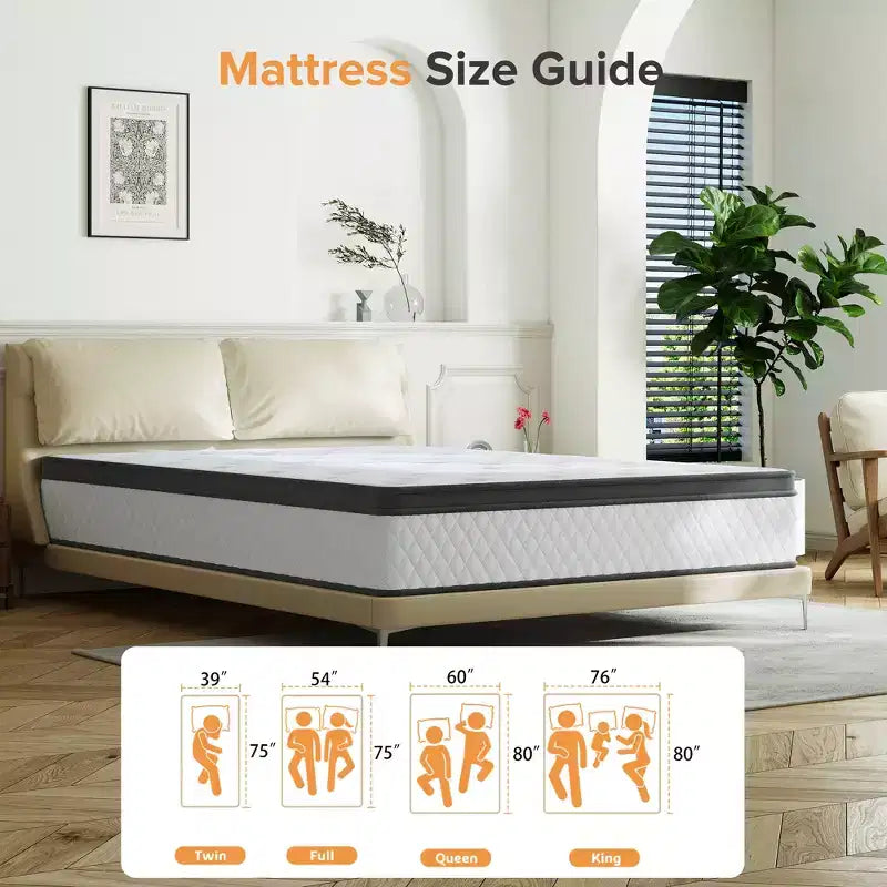 Materasso Ibrido Swedrea Traspirante in Memory Foam a Media Densità (Bed-in-a-Box) Bianco