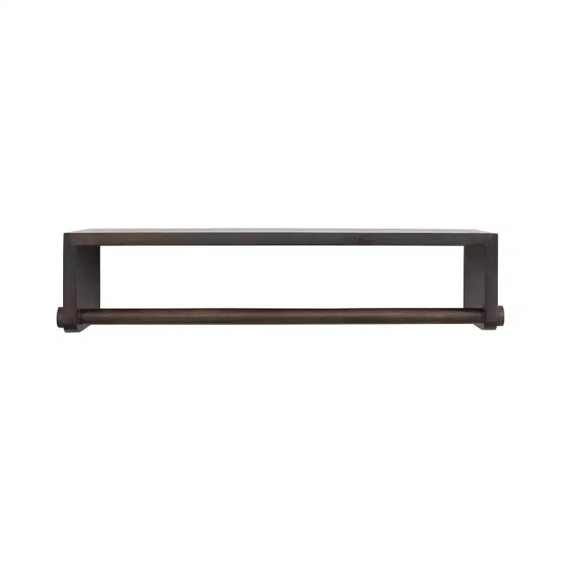 Storied Home Mango Wood Wall Shelf with Rod, Espresso Finish