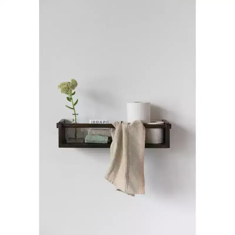 Storied Home Mensola da parete in legno di mango con asta, finitura espresso
