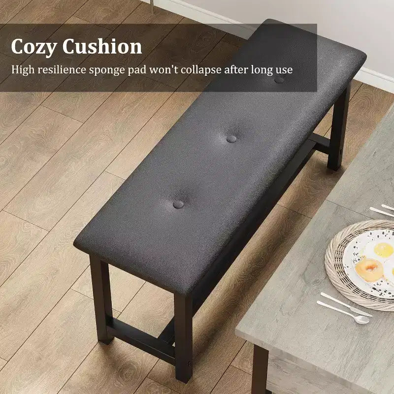 Set da pranzo CuisinSmart per 4, set da pranzo con 2 panche imbottite, set da sala da pranzo salvaspazio con cassetti portaoggetti e portabottiglie