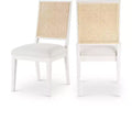 Meridian Furniture,Butterfly Cream Linen Textured Fabric Dining Chair, Set of 2