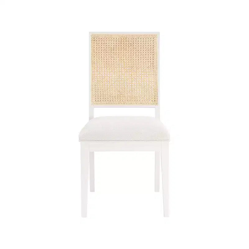 Meridian Furniture, Sedia da Pranzo Butterfly in Tessuto Strutturato di Lino Crema, Set da 2