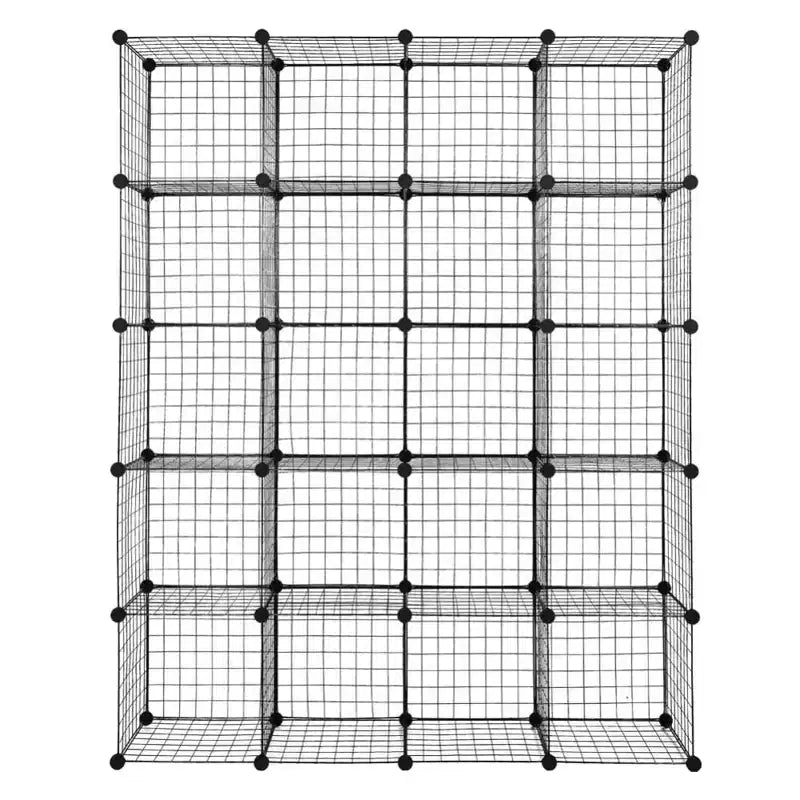 DIY 20-Cube Storage Rack Multifunctional Unit Modular Organizer Wire Mesh Storage Shelves Bookshelf Black