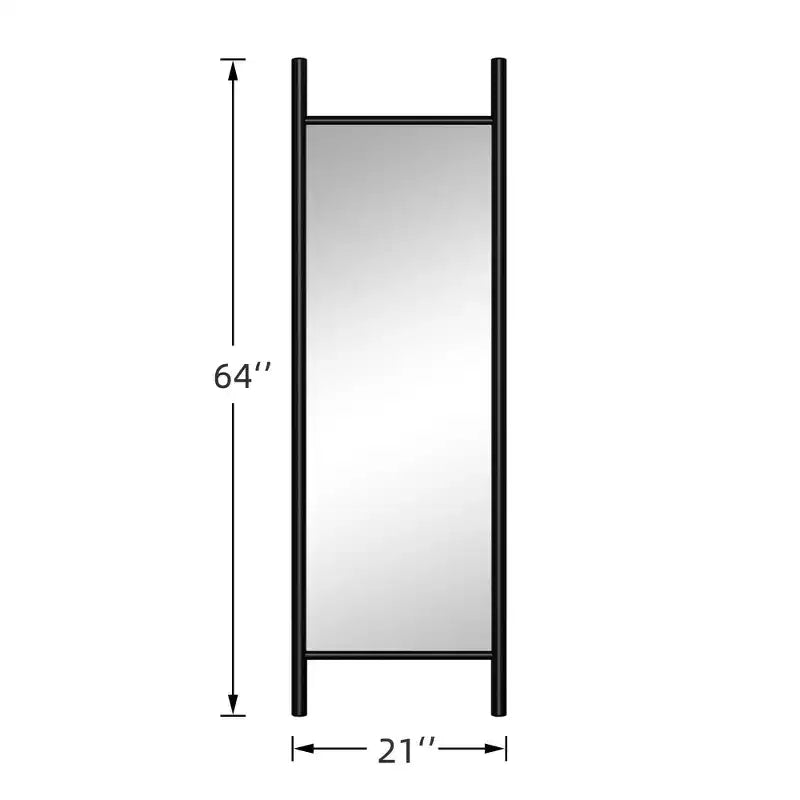PexFix Specchio da terra in legno massiccio, stile scaletta, 53 cm L x 162 cm H, colore nero