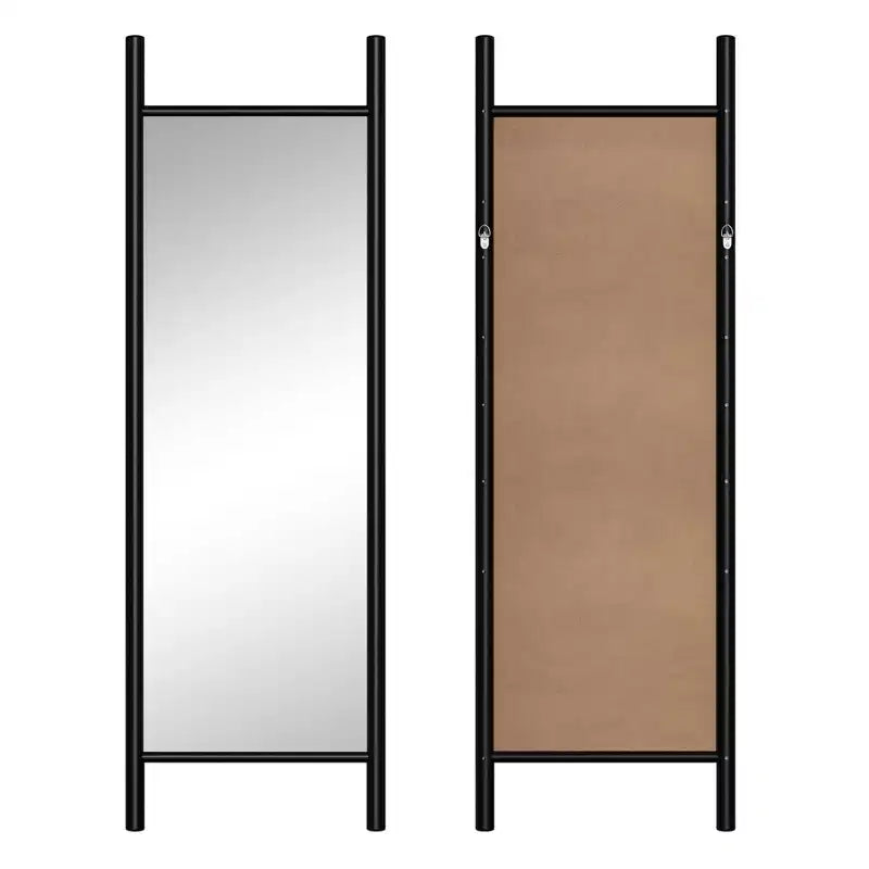 PexFix Specchio da terra in legno massiccio, stile scaletta, 53 cm L x 162 cm H, colore nero