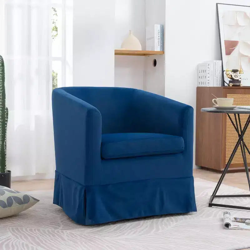 Acekool Modern Swivel Chair, Upholstered Accent Armchair with Wide Seat & Elastic Cushion for Living Room, Bedroom, Office