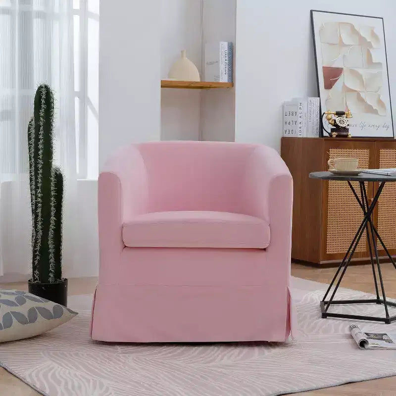 Acekool Poltrona Girevole Moderna, Poltroncina Imbottita con Seduta Ampia e Cuscino Elastico per Soggiorno, Camera da Letto, Ufficio