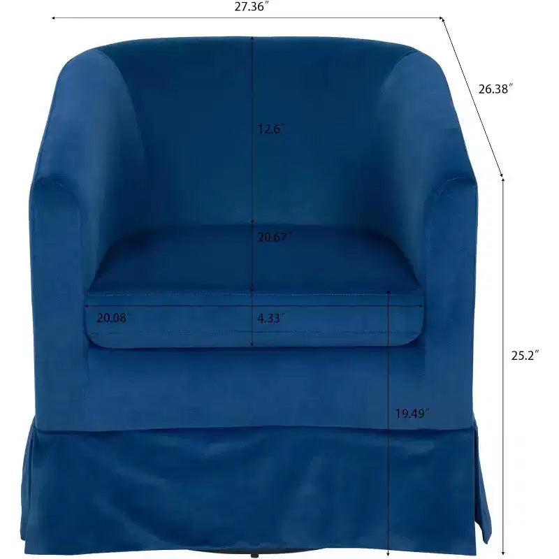 Acekool Poltrona Girevole Moderna, Poltroncina Imbottita con Seduta Ampia e Cuscino Elastico per Soggiorno, Camera da Letto, Ufficio