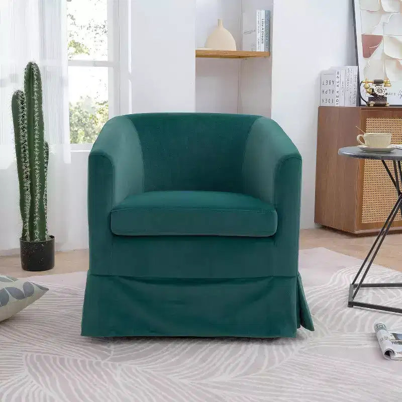 Acekool Poltrona Girevole Moderna, Poltroncina Imbottita con Seduta Ampia e Cuscino Elastico per Soggiorno, Camera da Letto, Ufficio