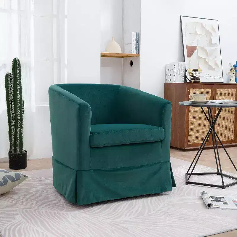 Acekool Poltrona Girevole Moderna, Poltroncina Imbottita con Seduta Ampia e Cuscino Elastico per Soggiorno, Camera da Letto, Ufficio