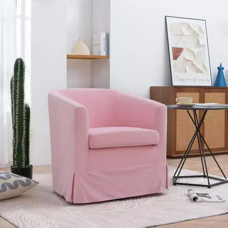 Acekool Poltrona Girevole Moderna, Poltroncina Imbottita con Seduta Ampia e Cuscino Elastico per Soggiorno, Camera da Letto, Ufficio
