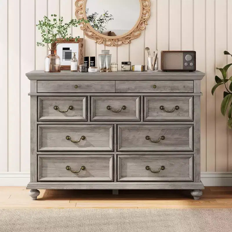 Comodino a 9 cassetti per camera da letto, cassettiera in legno stile rustico con maniglia, organizzatore per gioielli per soggiorno, corridoio