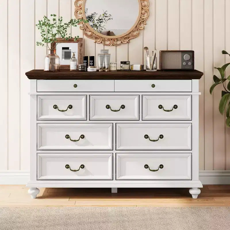 Comodino a 9 cassetti per camera da letto, cassettiera in legno stile rustico con maniglia, organizzatore per gioielli per soggiorno, corridoio