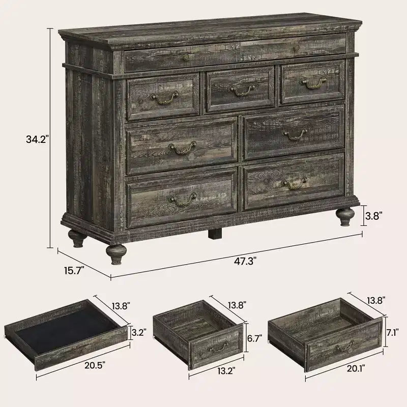 Comodino a 9 cassetti per camera da letto, cassettiera in legno stile rustico con maniglia, organizzatore per gioielli per soggiorno, corridoio