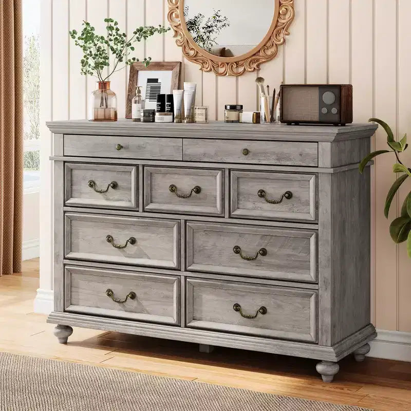 Comodino a 9 cassetti per camera da letto, cassettiera in legno stile rustico con maniglia, organizzatore per gioielli per soggiorno, corridoio